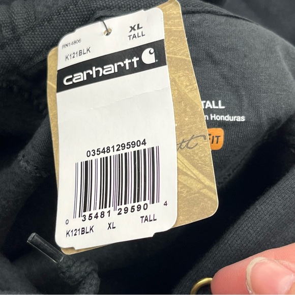 Carhartt Original Fit Black Hooded Sweatshirt Hoodie Mens Size XL TALL NEW - Picture 9 of 15